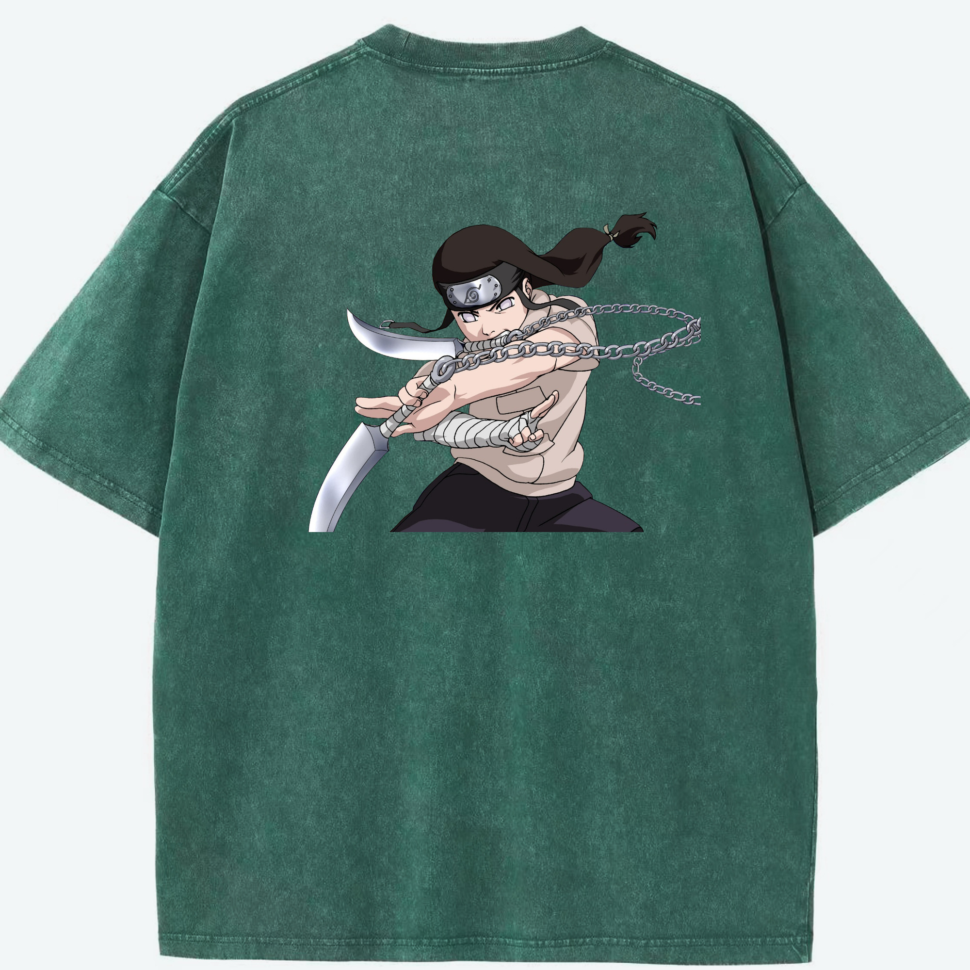 （画像用） NARUTO -ナルト- 日向ネジ Hyūga Neji 綿100% ヴィンテージ風 半袖Tシャツ（背面プリント）